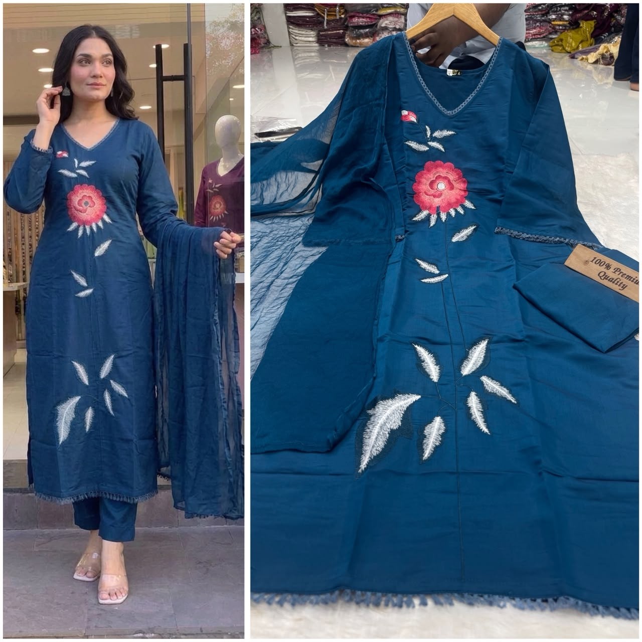 AMBUJA PURE ROMAN SILK KURTI BY FESTIVAL COLLECTION 