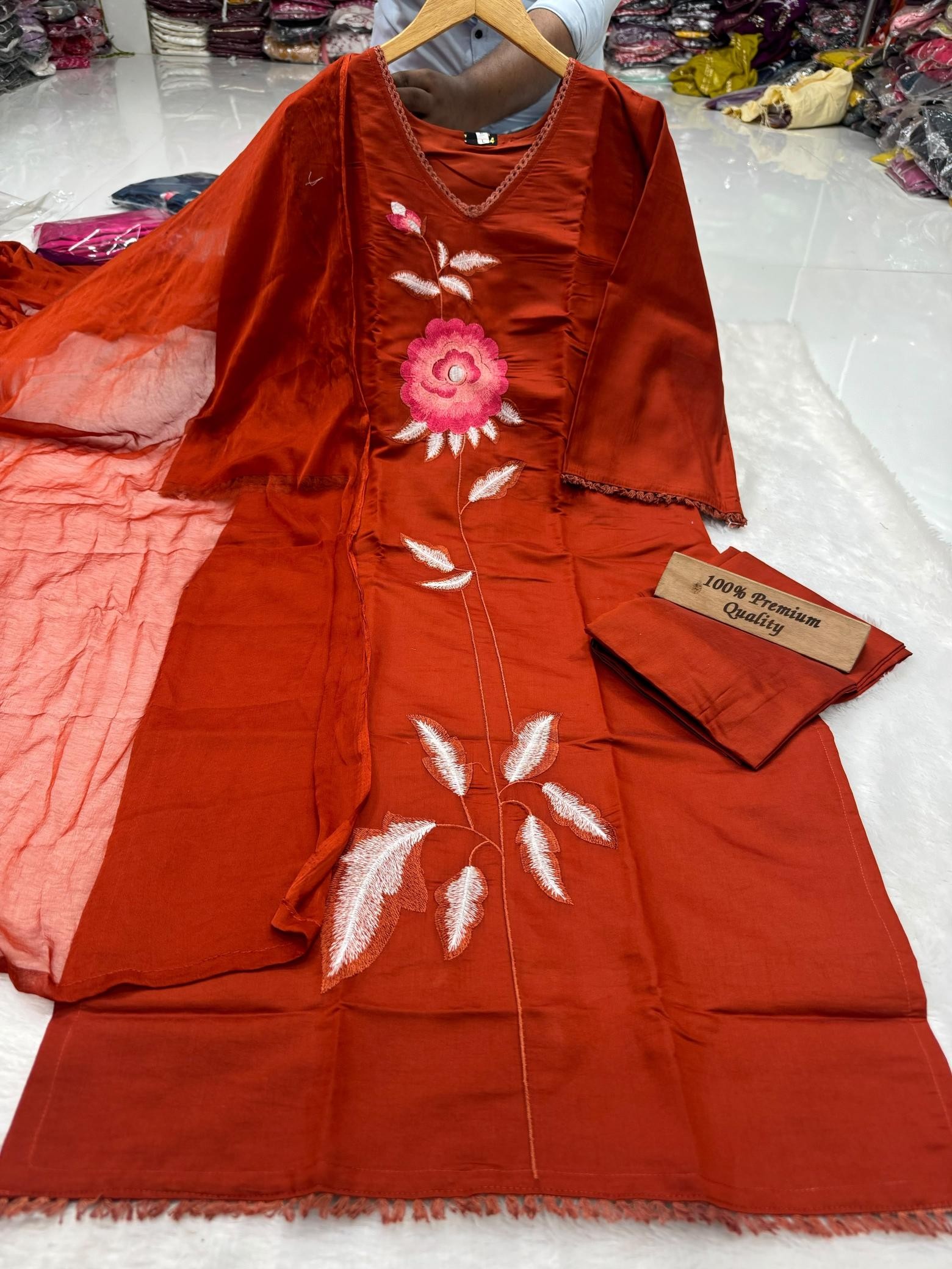 AMBUJA PURE ROMAN SILK KURTI BY FESTIVAL COLLECTION 