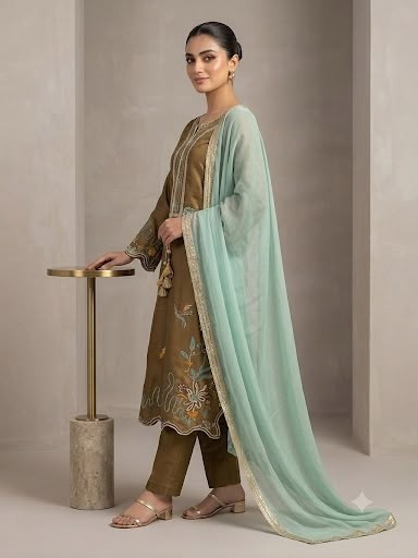CODE :- LG-2120 GLASS ROMAN EMBROIDERY WORK IN PAKISTANI SUIT COLLECTION 