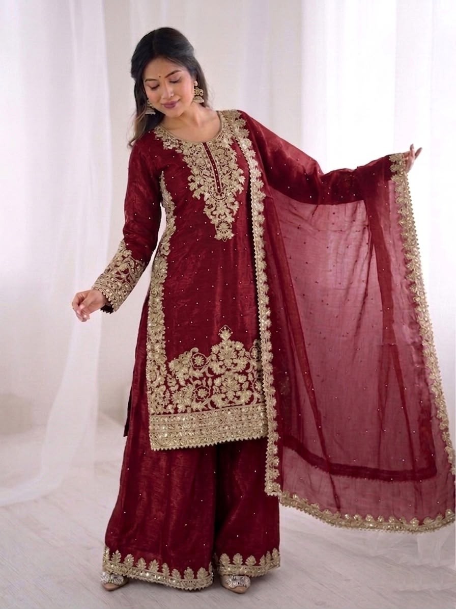SSR - 535 FULL EMBROIDERY WORK IN PAKISTANI SHARARA SUIT COLLECTION 
