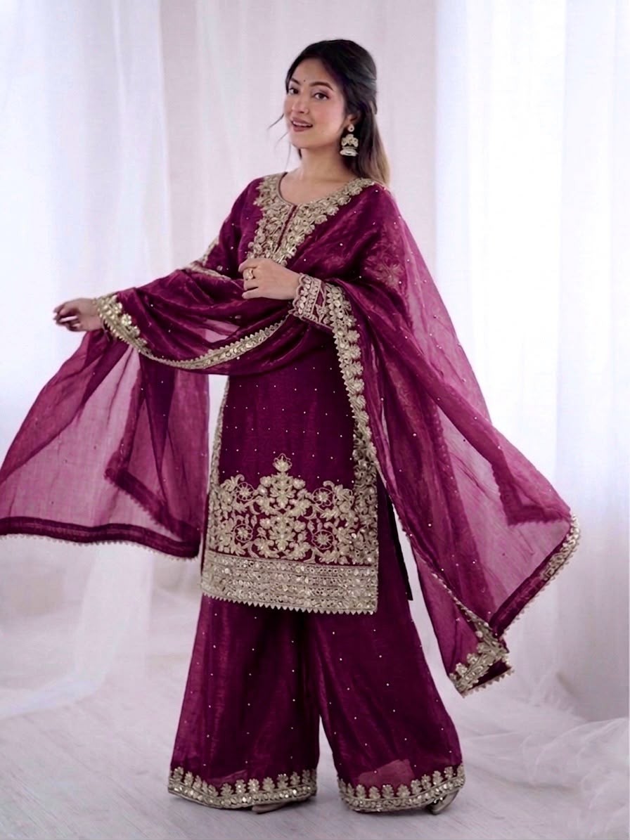 SSR - 535 FULL EMBROIDERY WORK IN PAKISTANI SHARARA SUIT COLLECTION 