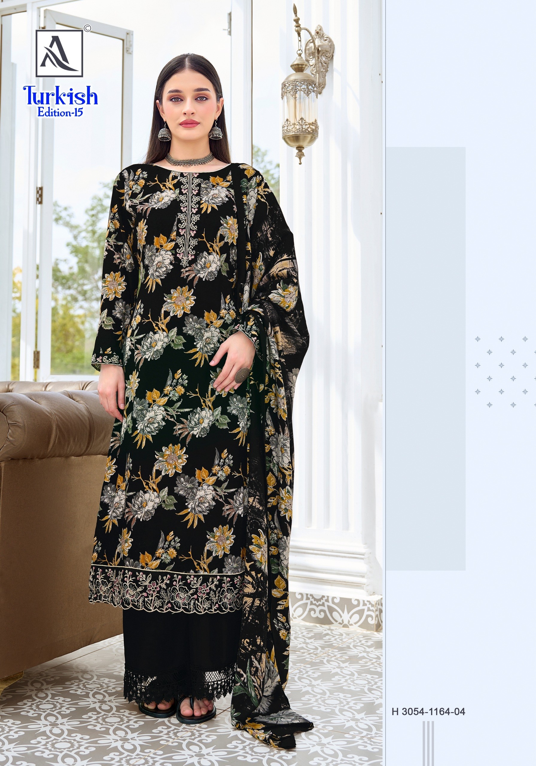 TURKISH - 15 PURE VISCOSE REYON PRINT WITH FOIL AND FANCY EMBROIDERY WORK IN ALOK SUIT 