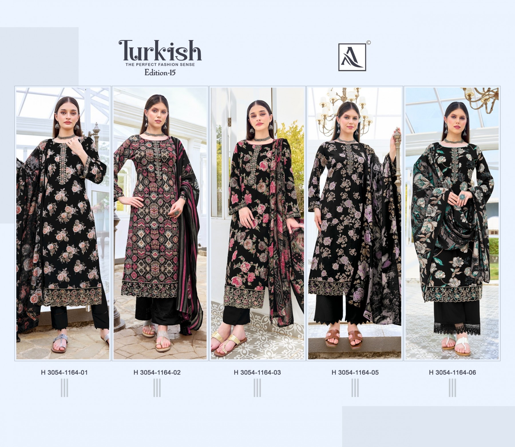 TURKISH - 15 PURE VISCOSE REYON PRINT WITH FOIL AND FANCY EMBROIDERY WORK IN ALOK SUIT 