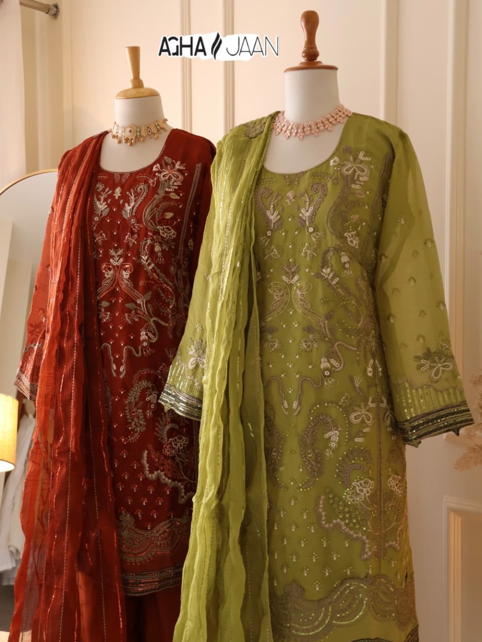 D NO:- 1032 CHIFFON ORGANZA WITH EMBROIDERY AND PETCH WORK IN PAKISTANI READYMADE COLLECTION BY AGHAJAAN 