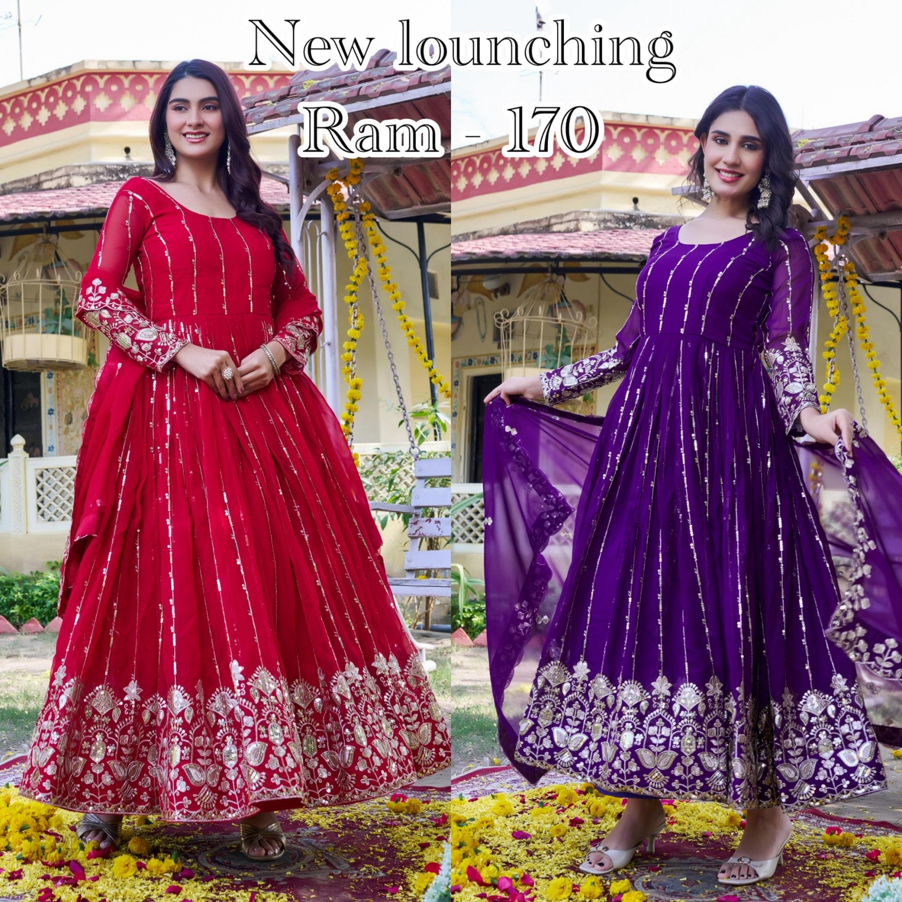 RAM - 170 FULL WORK WEDDING AND PARTY WEAR GOWN