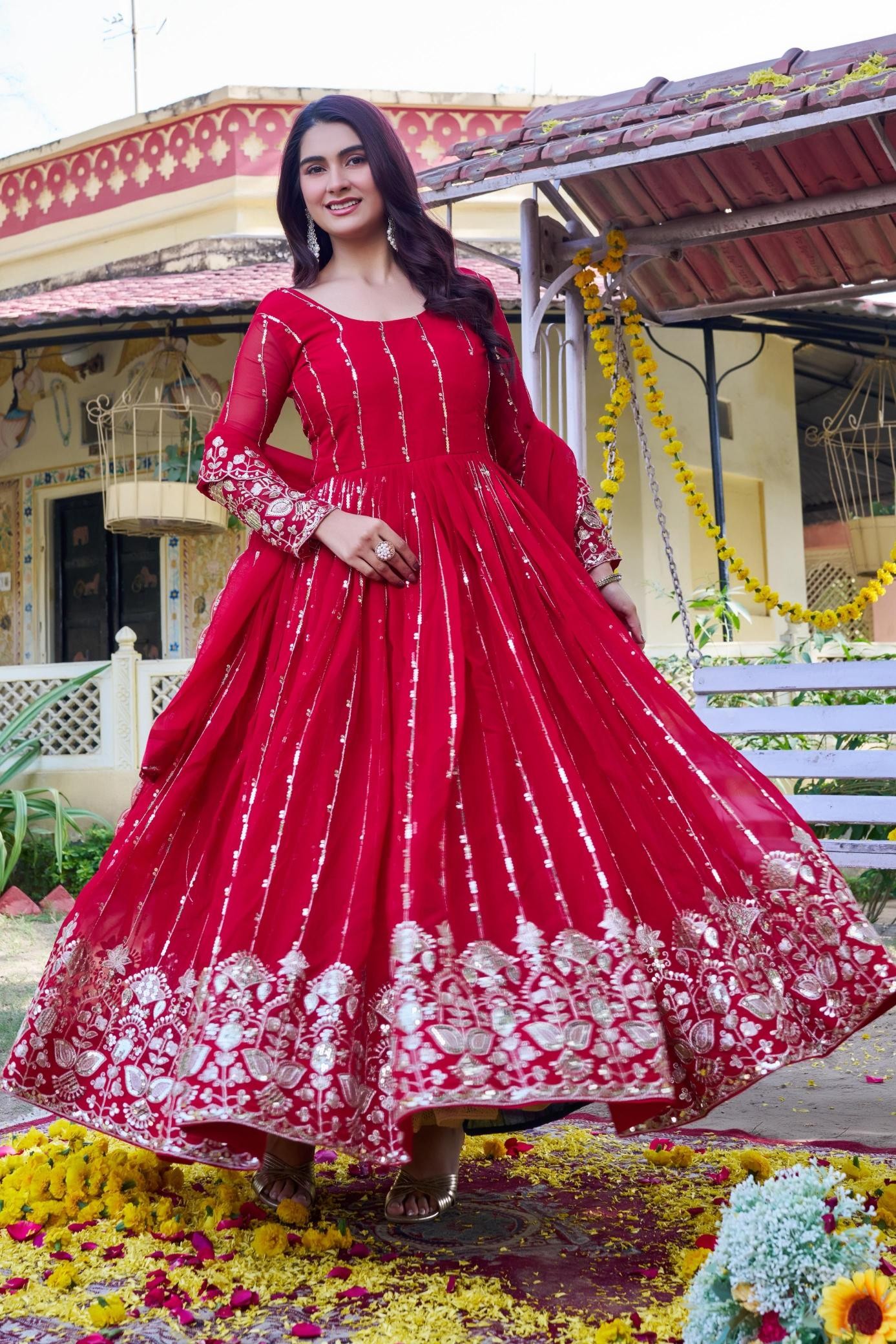 RAM - 170 FULL WORK WEDDING AND PARTY WEAR GOWN