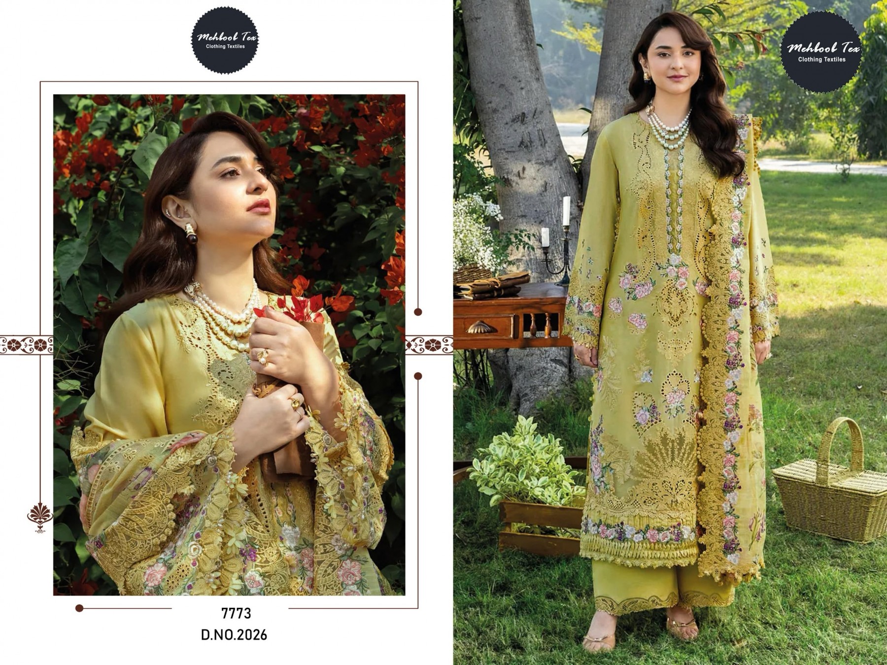 D NO :- 2026 A B CAMBRIC COTTON WITH HEAVY EMBROIDERY WORK IN PAKISTANI SUIT BY MEHBOOB TEX 