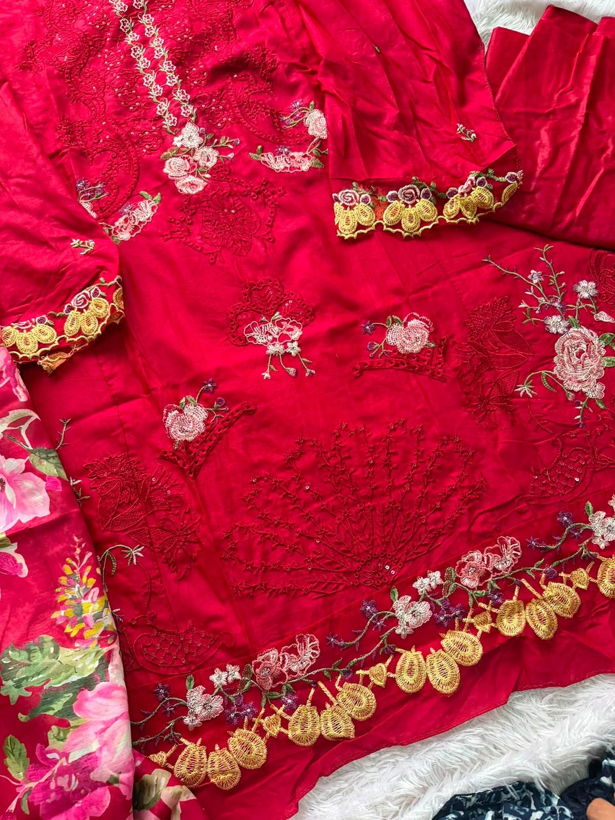 D NO :- 2026 A B CAMBRIC COTTON WITH HEAVY EMBROIDERY WORK IN PAKISTANI SUIT BY MEHBOOB TEX 