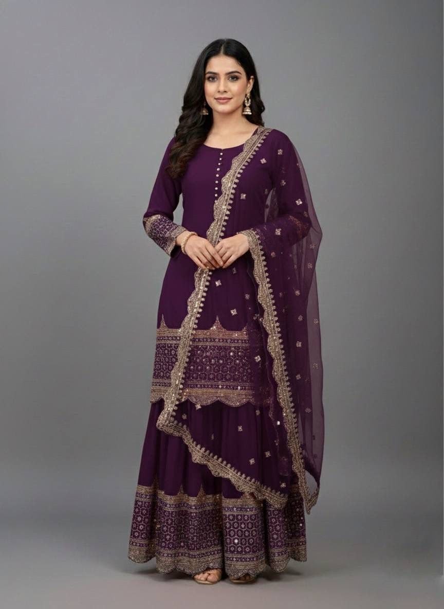 ZF :- 250  HEAVY FOX GEORGETTE READYMADE PAKISTANI SHARARA SUIT COLLECTION 