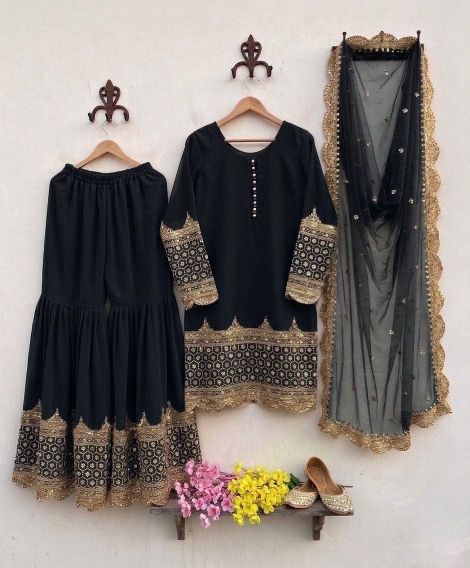 ZF :- 250  HEAVY FOX GEORGETTE READYMADE PAKISTANI SHARARA SUIT COLLECTION 