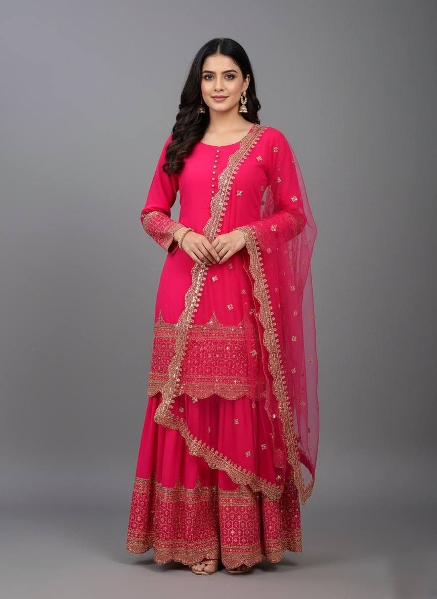 ZF :- 250  HEAVY FOX GEORGETTE READYMADE PAKISTANI SHARARA SUIT COLLECTION 