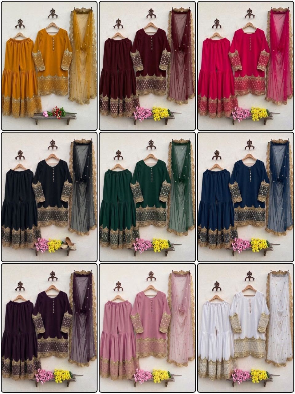 ZF :- 250  HEAVY FOX GEORGETTE READYMADE PAKISTANI SHARARA SUIT COLLECTION 