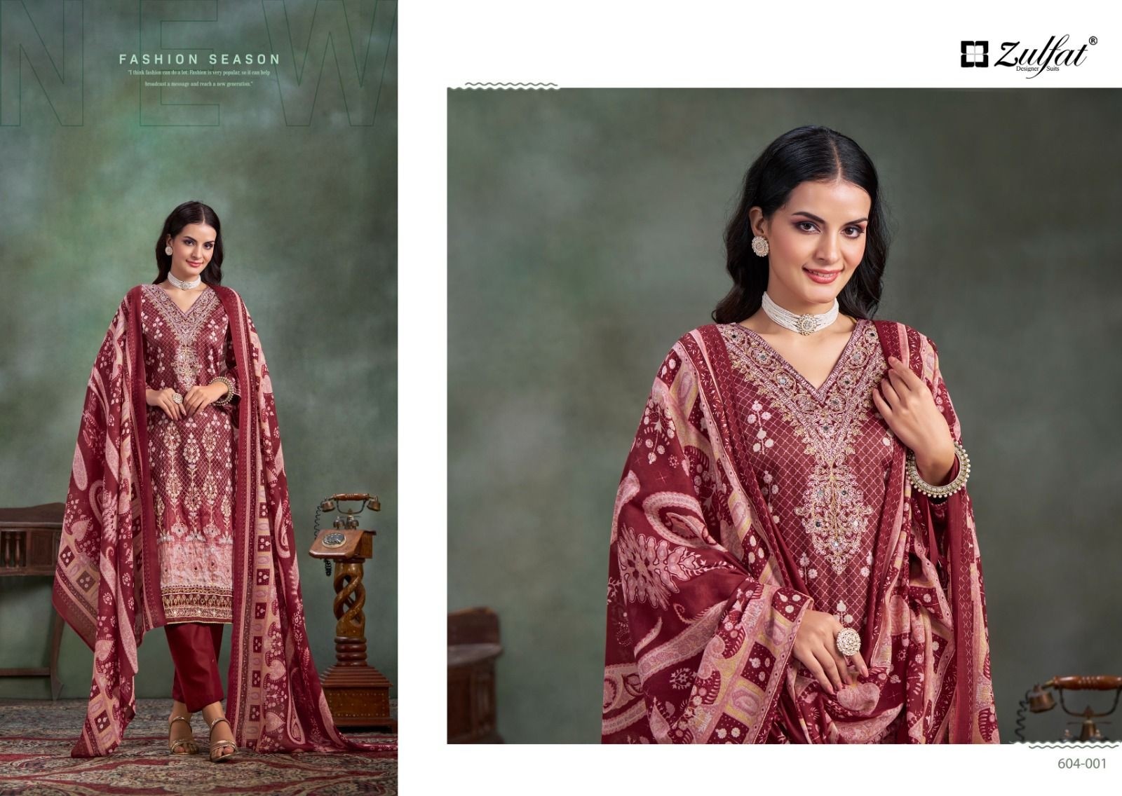 SANGINI VOL :- 3 PURE JAM COTTON HEAVY MIRROR AND AARI WORK SUIT BY ZULFAT DESIGNER 