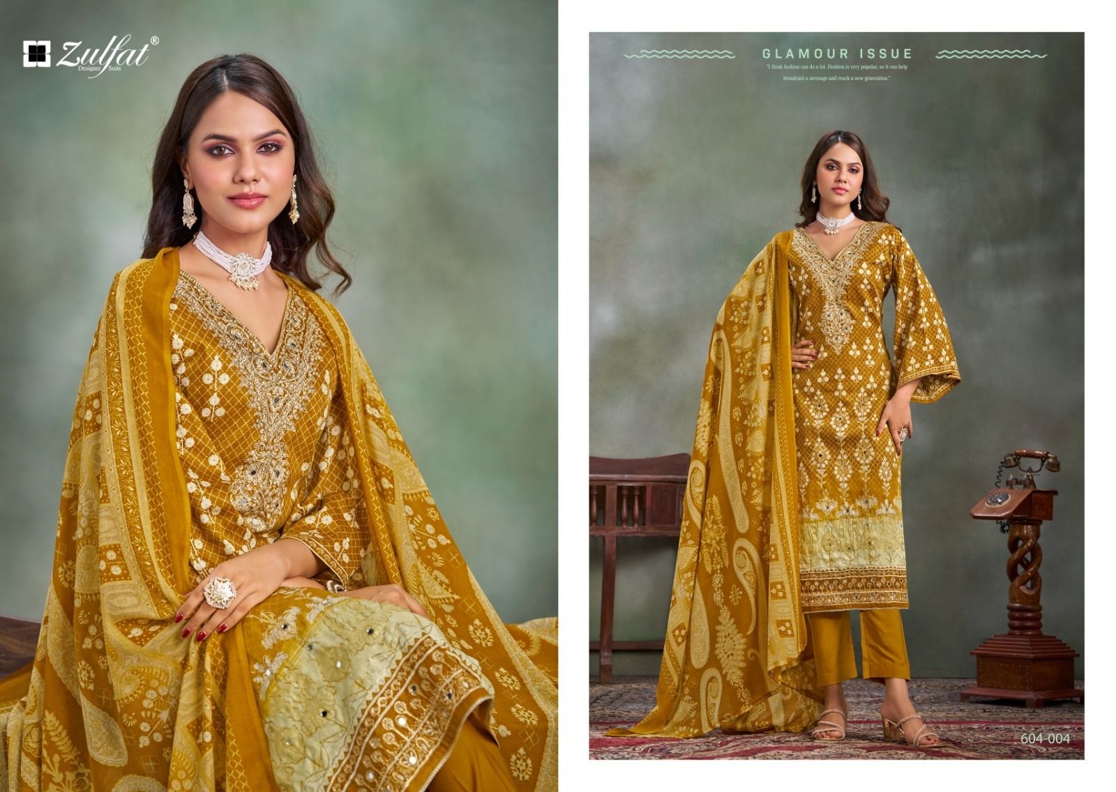 SANGINI VOL :- 3 PURE JAM COTTON HEAVY MIRROR AND AARI WORK SUIT BY ZULFAT DESIGNER 