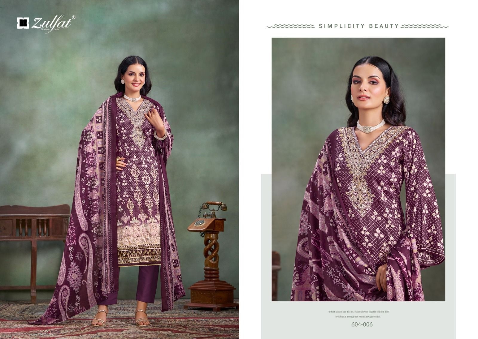SANGINI VOL :- 3 PURE JAM COTTON HEAVY MIRROR AND AARI WORK SUIT BY ZULFAT DESIGNER 