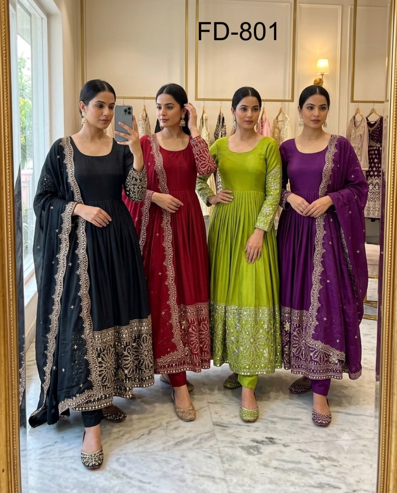 FD - 801 PURE CINON SILK WITH EMBROIDERY WORK IN PARTY WEAR AND WEDDING GOWN COLLECTION 