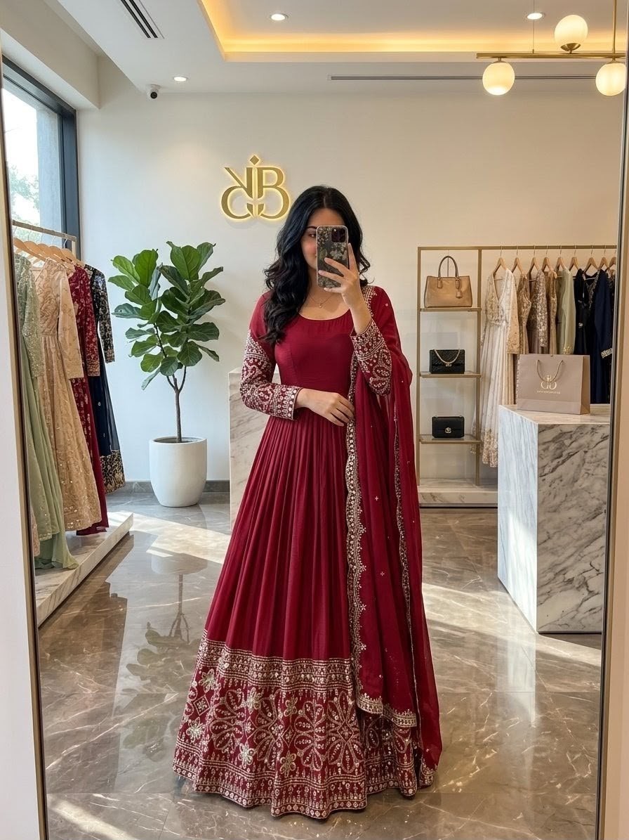 FD - 801 PURE CINON SILK WITH EMBROIDERY WORK IN PARTY WEAR AND WEDDING GOWN COLLECTION 