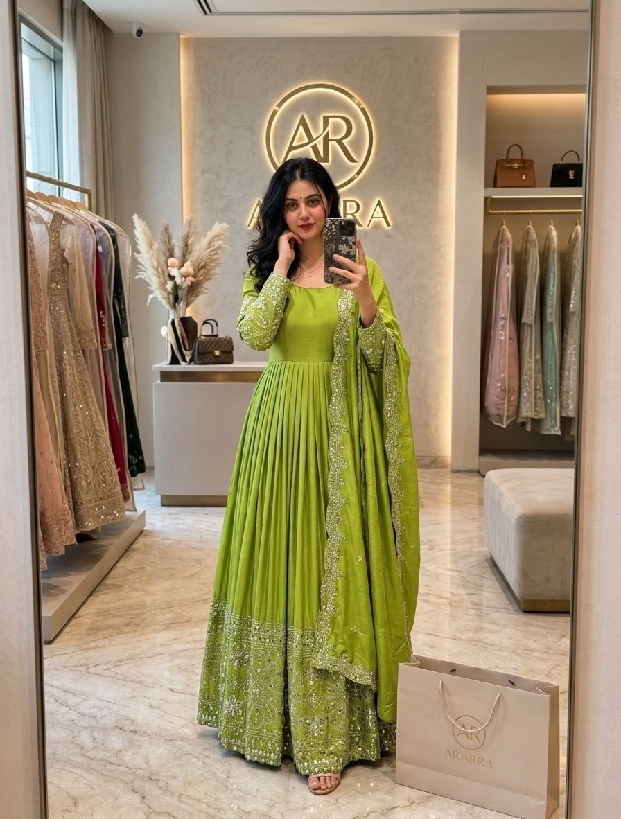 FD - 801 PURE CINON SILK WITH EMBROIDERY WORK IN PARTY WEAR AND WEDDING GOWN COLLECTION 