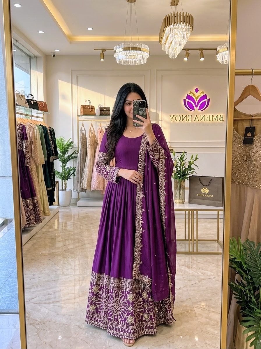 FD - 801 PURE CINON SILK WITH EMBROIDERY WORK IN PARTY WEAR AND WEDDING GOWN COLLECTION 