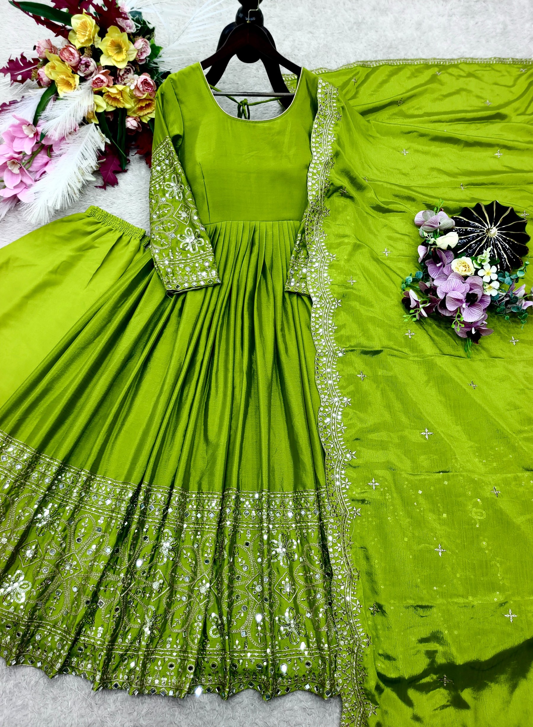 FD - 801 PURE CINON SILK WITH EMBROIDERY WORK IN PARTY WEAR AND WEDDING GOWN COLLECTION 