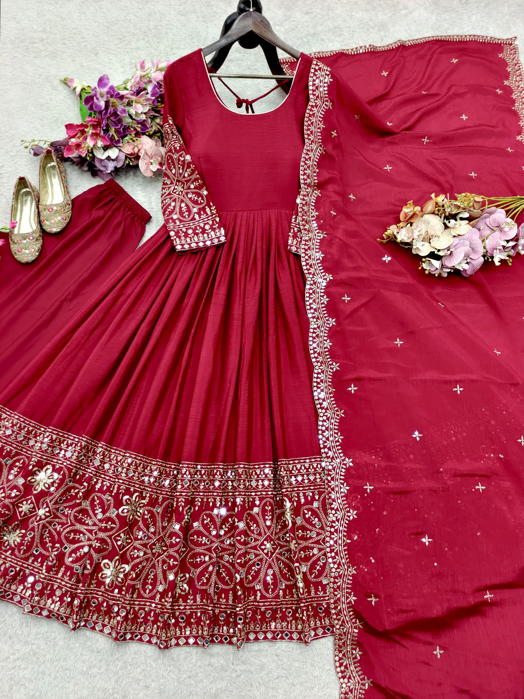 FD - 801 PURE CINON SILK WITH EMBROIDERY WORK IN PARTY WEAR AND WEDDING GOWN COLLECTION 