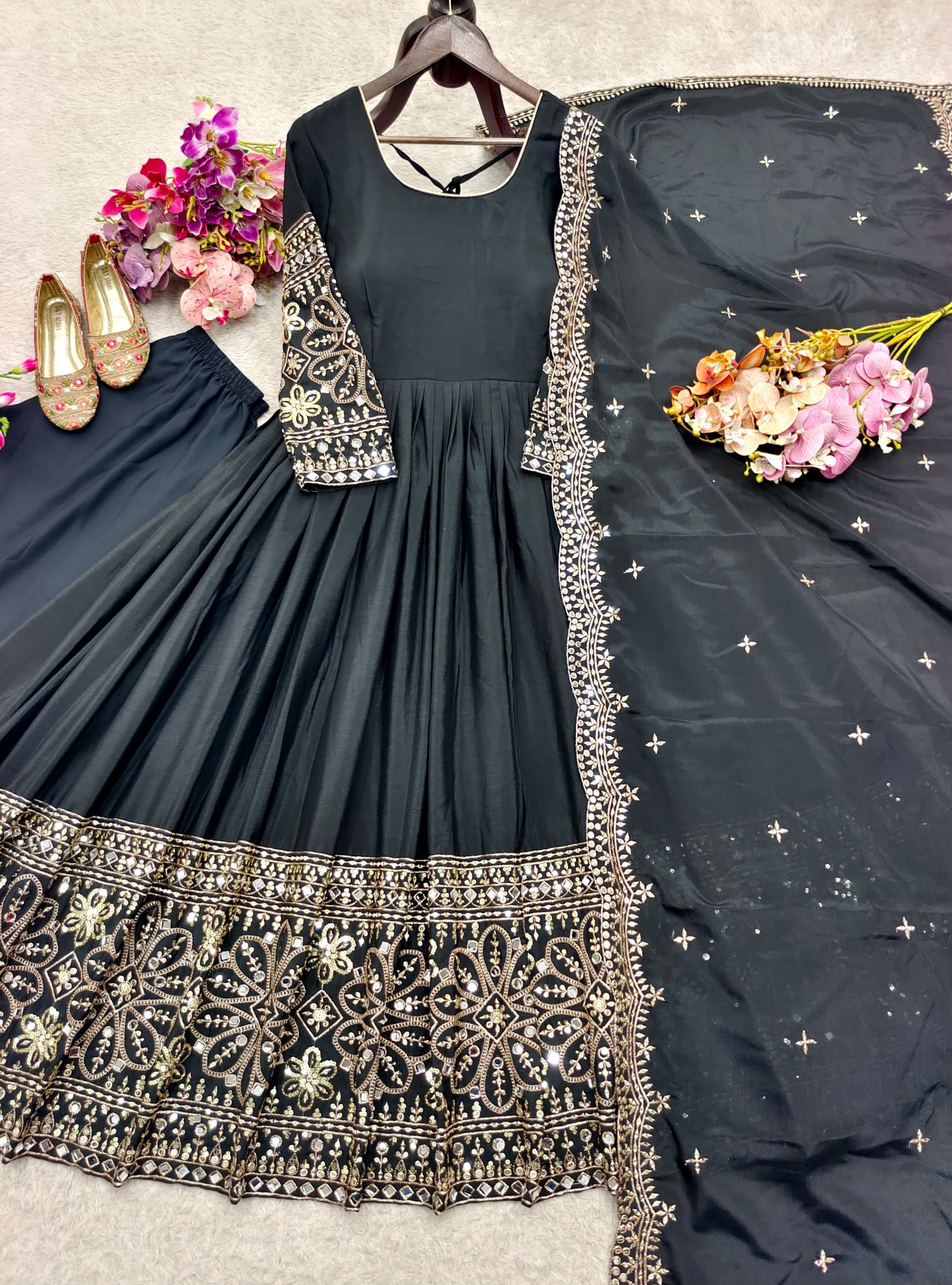 FD - 801 PURE CINON SILK WITH EMBROIDERY WORK IN PARTY WEAR AND WEDDING GOWN COLLECTION 