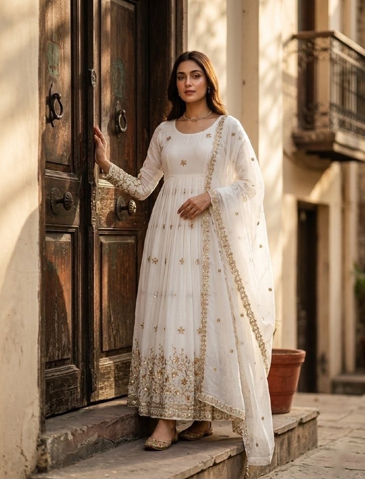 FD - 8063 PURE VICITRA SILK WITH EMBROIDERY WORK BY PARTY WEAR AND WEDDING GOWN COLLECTION 