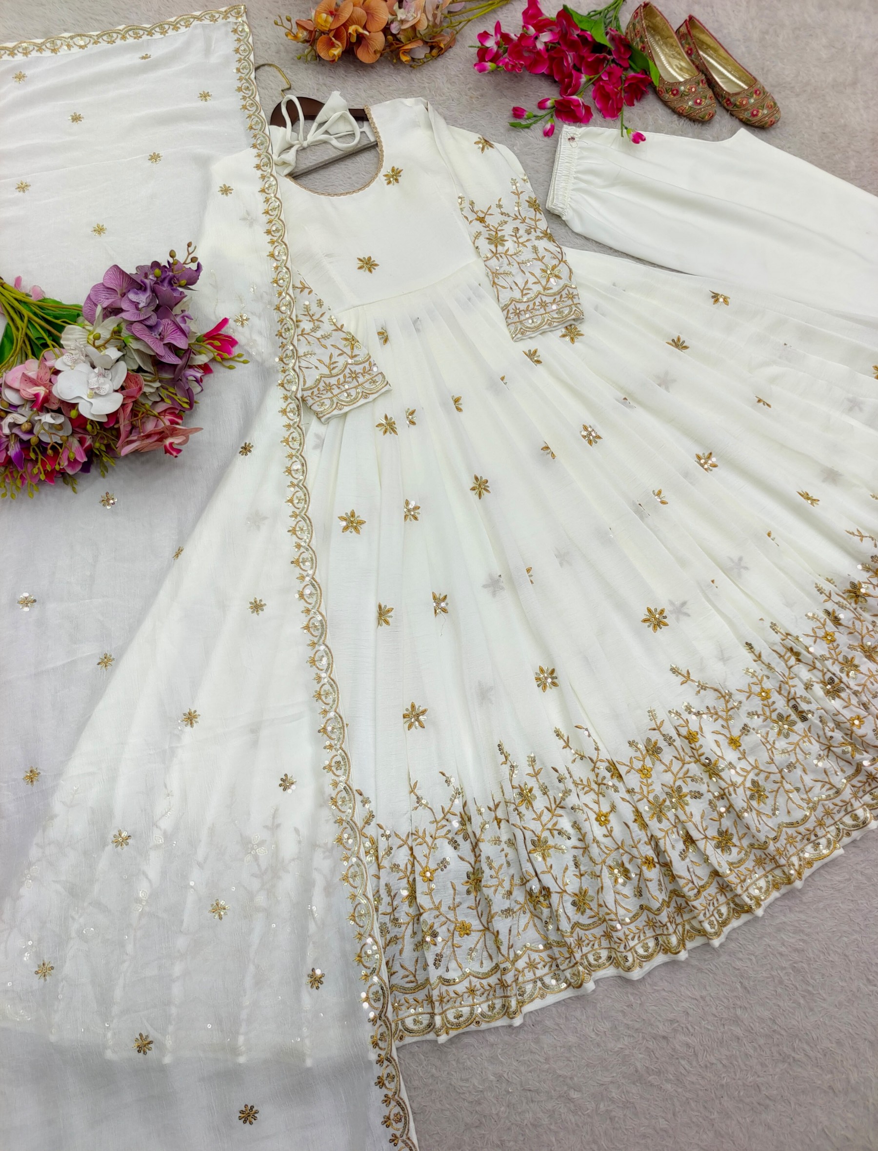 FD - 8063 PURE VICITRA SILK WITH EMBROIDERY WORK BY PARTY WEAR AND WEDDING GOWN COLLECTION 