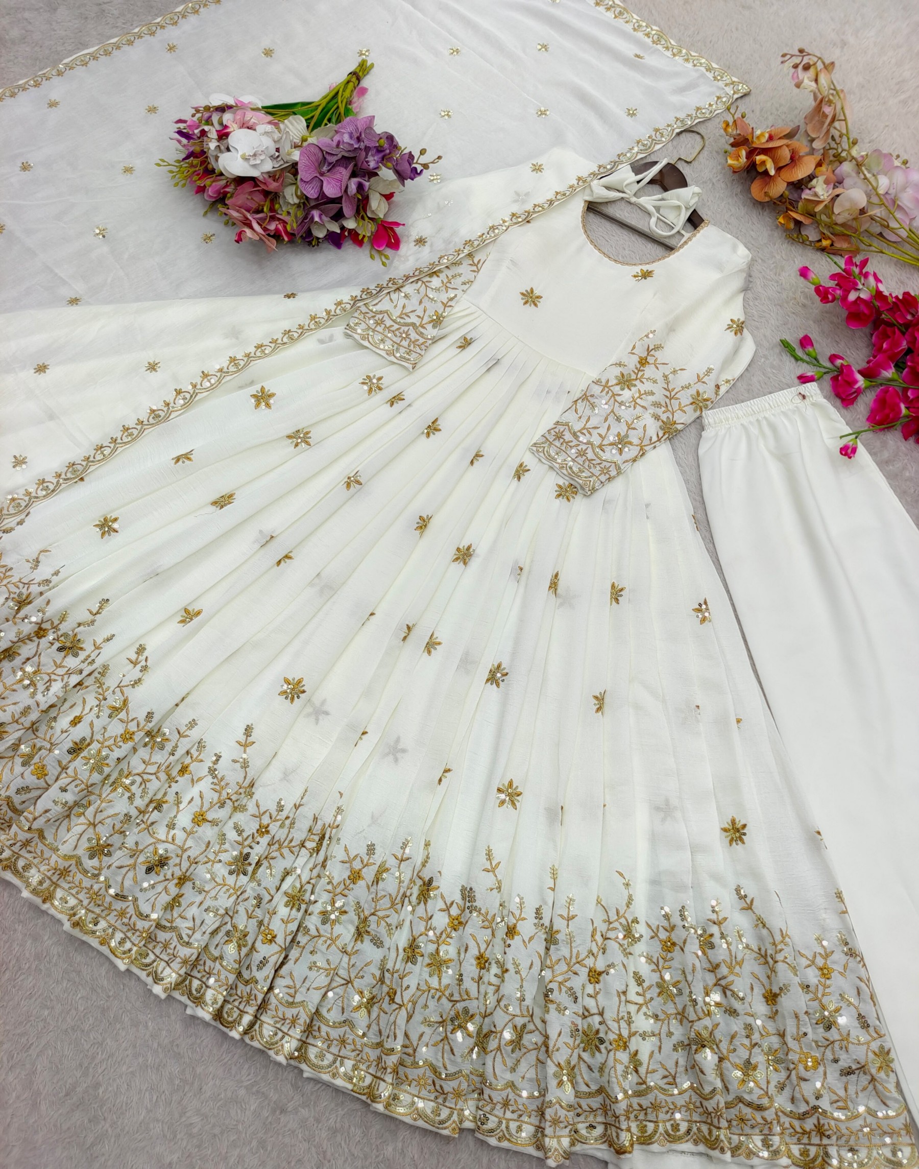 FD - 8063 PURE VICITRA SILK WITH EMBROIDERY WORK BY PARTY WEAR AND WEDDING GOWN COLLECTION 