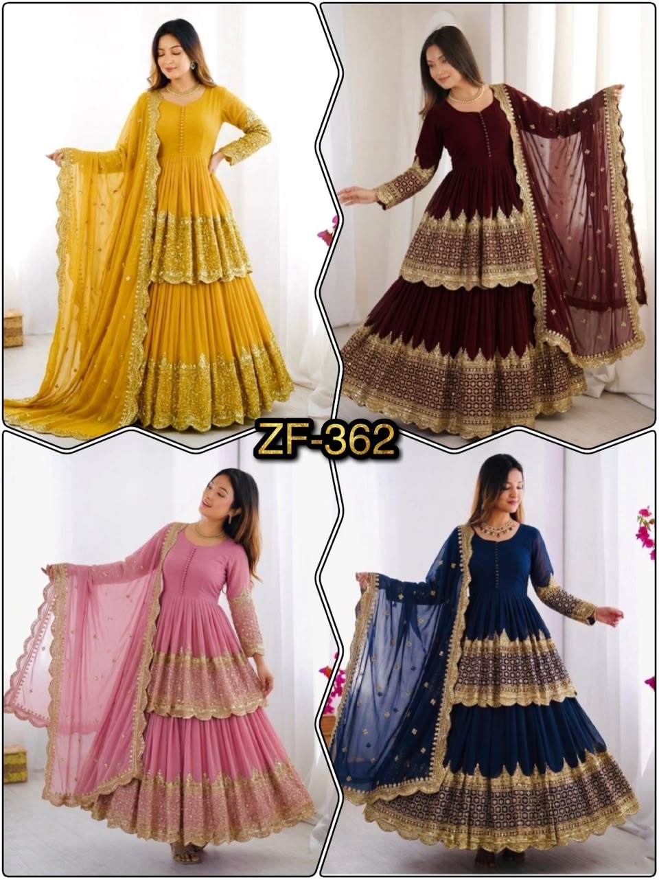 ZF - 362 HEAVY FAUX GEORGETTE EMBROIDERY SEQUENCE WORK BY WEDDING LEHENGA COLLECTION 