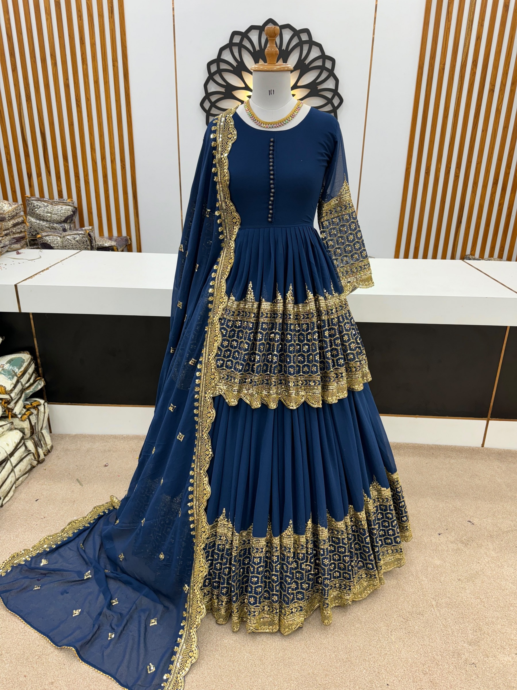 ZF - 362 HEAVY FAUX GEORGETTE EMBROIDERY SEQUENCE WORK BY WEDDING LEHENGA COLLECTION 