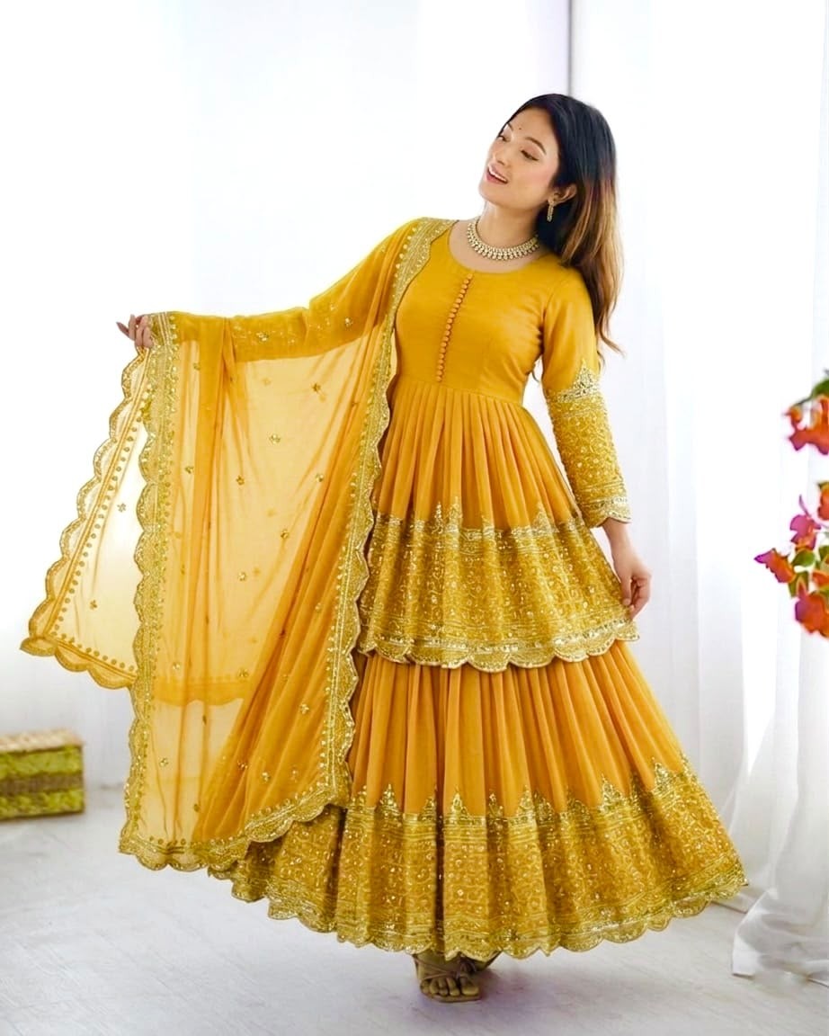 ZF - 362 HEAVY FAUX GEORGETTE EMBROIDERY SEQUENCE WORK BY WEDDING LEHENGA COLLECTION 