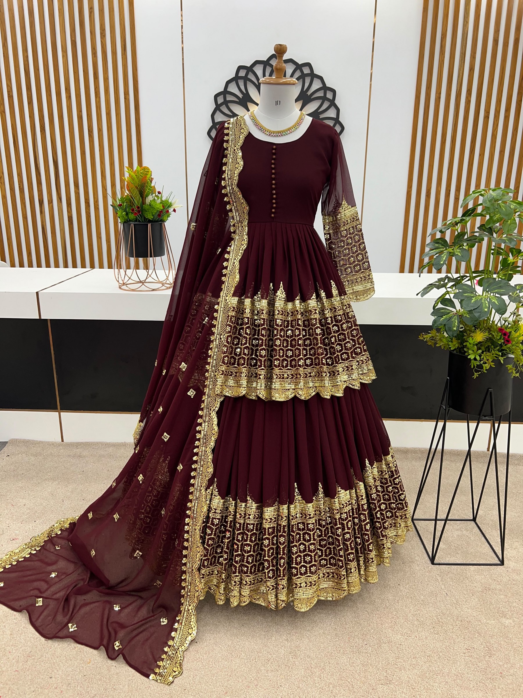ZF - 362 HEAVY FAUX GEORGETTE EMBROIDERY SEQUENCE WORK BY WEDDING LEHENGA COLLECTION 