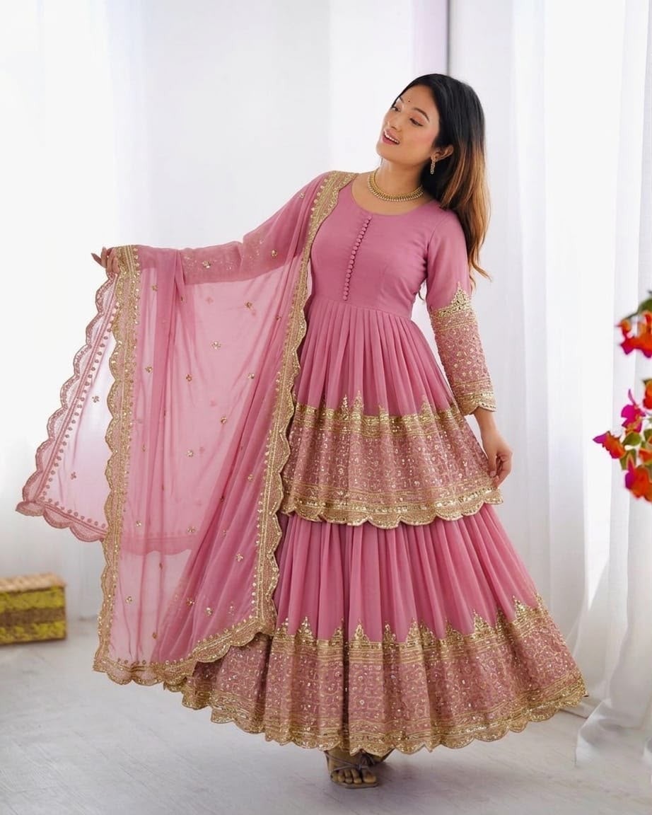 ZF - 362 HEAVY FAUX GEORGETTE EMBROIDERY SEQUENCE WORK BY WEDDING LEHENGA COLLECTION 
