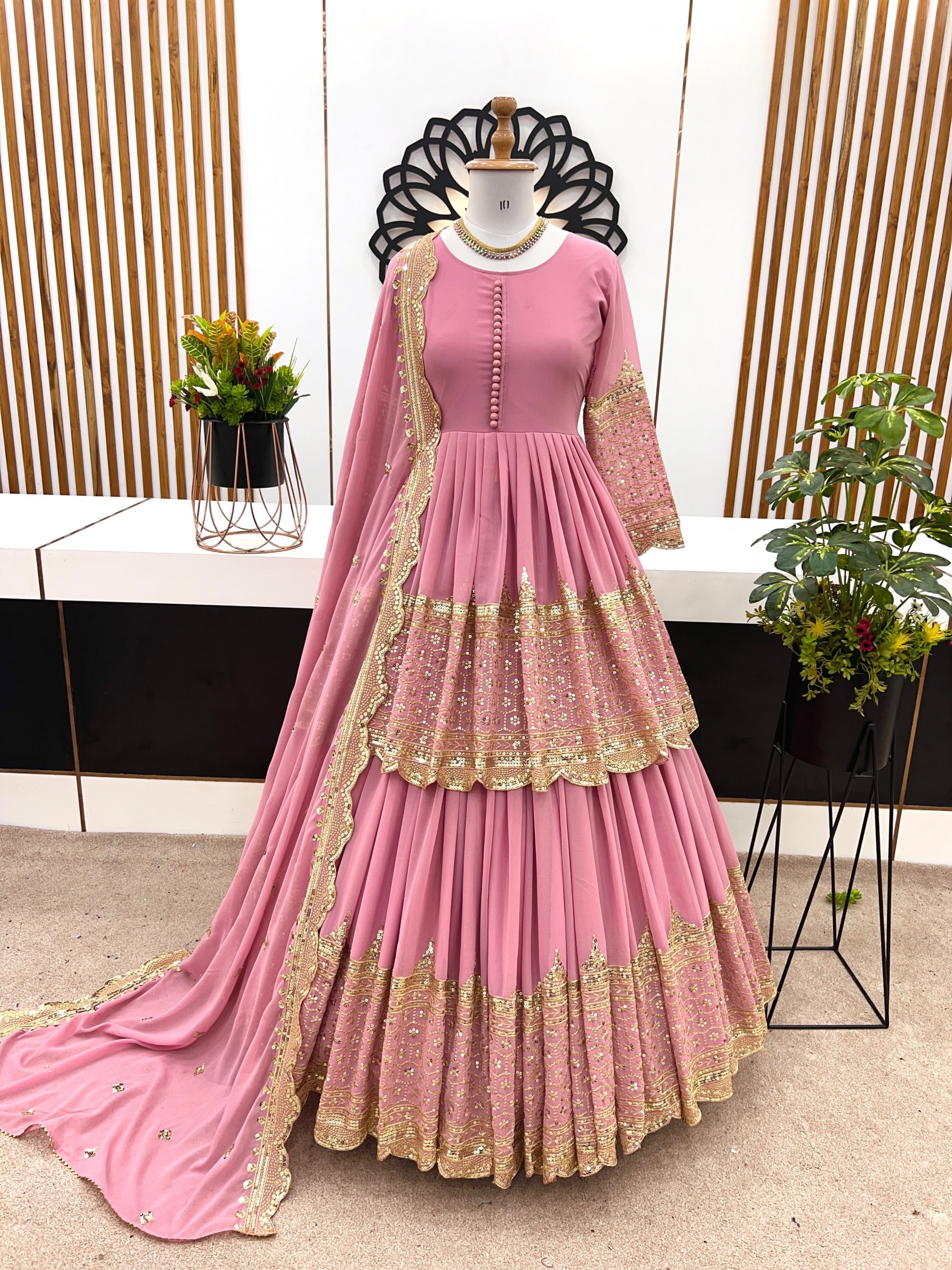 ZF - 362 HEAVY FAUX GEORGETTE EMBROIDERY SEQUENCE WORK BY WEDDING LEHENGA COLLECTION 