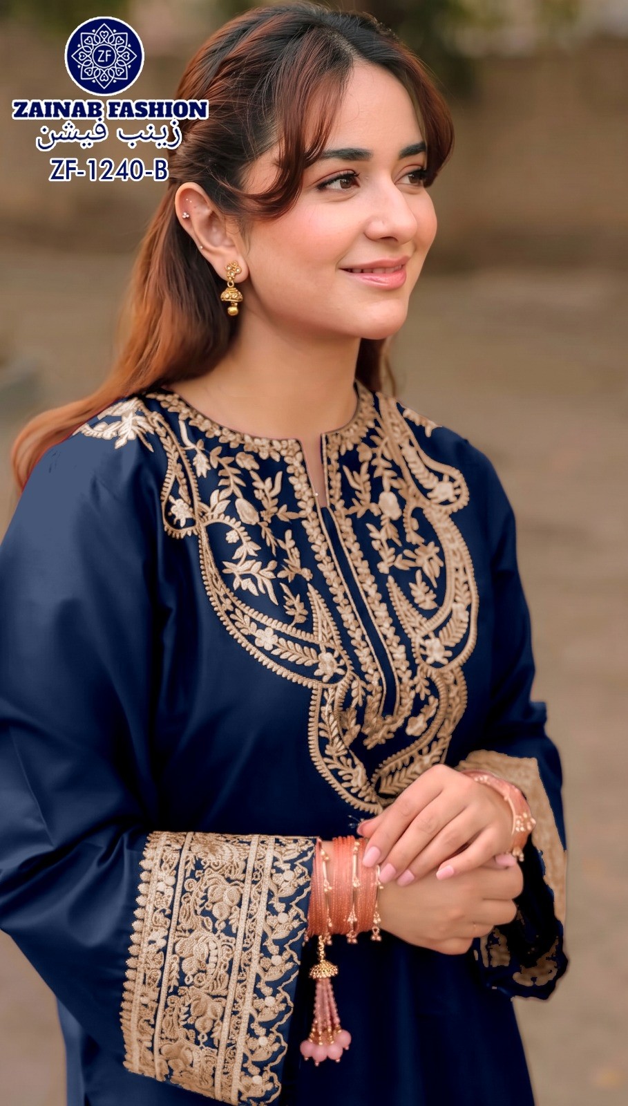 ZF - 1240 PREMIUM FARSHI JAPAN SATIN EMBROIDERY WORK BY PAKISTANI READYMADE SUIT 