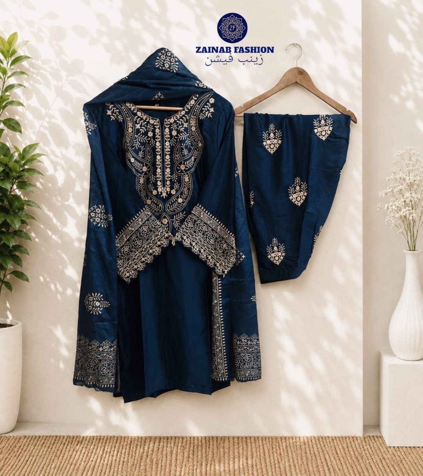 ZF - 1240 PREMIUM FARSHI JAPAN SATIN EMBROIDERY WORK BY PAKISTANI READYMADE SUIT 