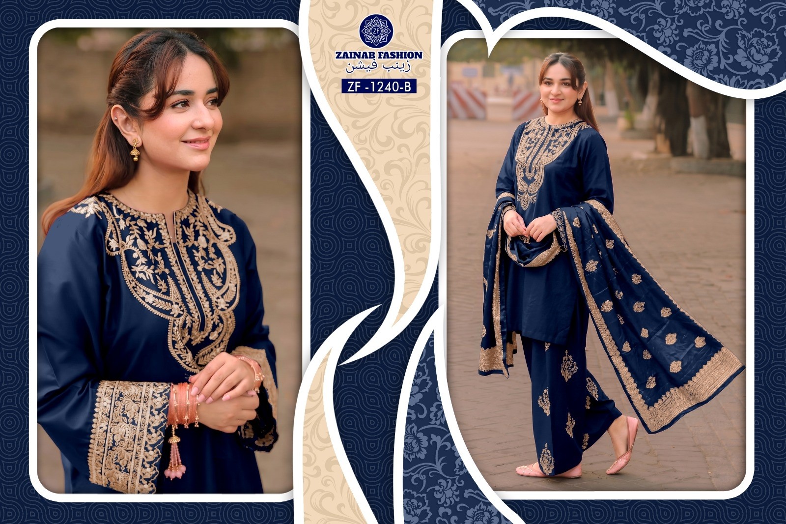 ZF - 1240 PREMIUM FARSHI JAPAN SATIN EMBROIDERY WORK BY PAKISTANI READYMADE SUIT 