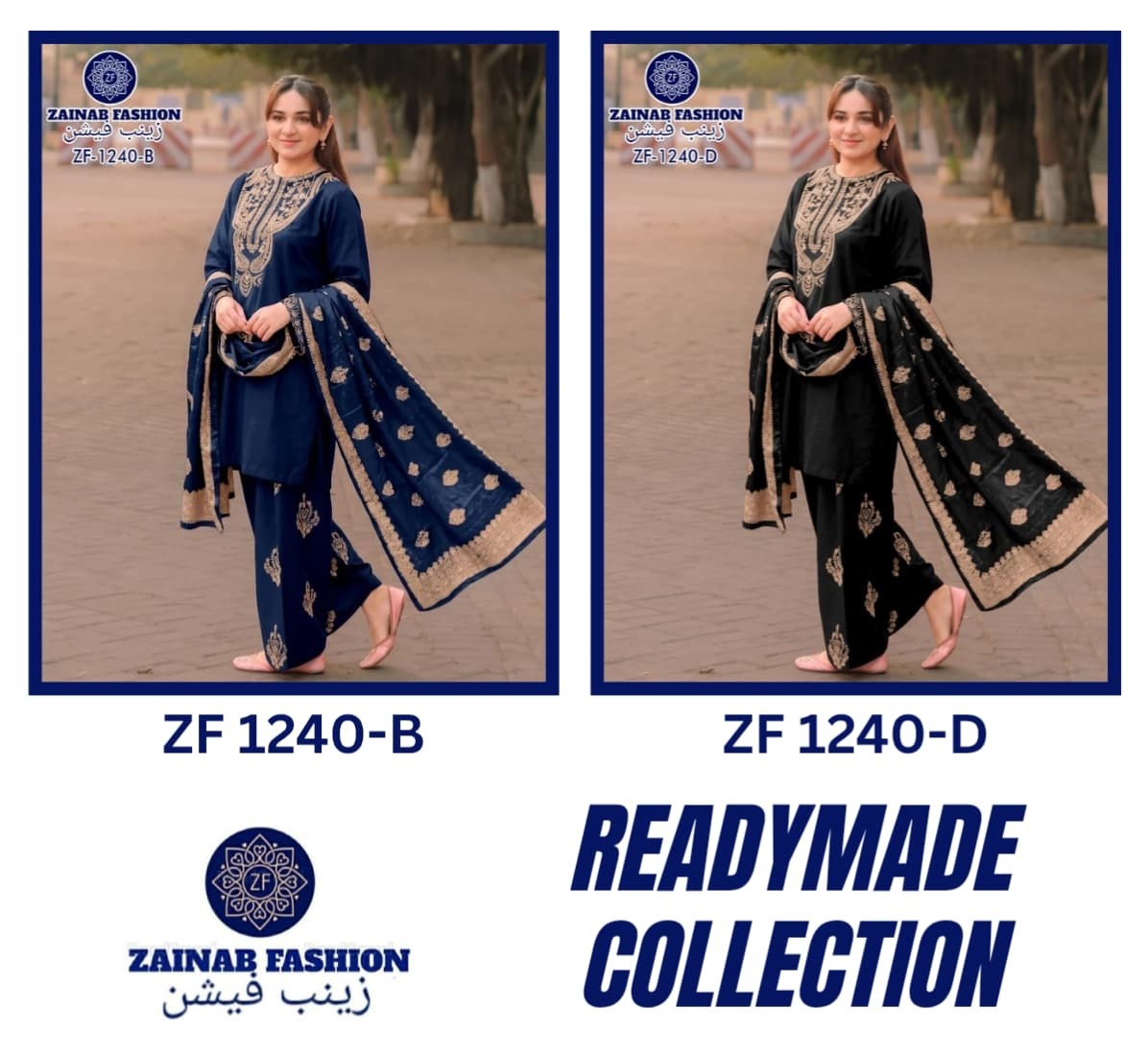 ZF - 1240 PREMIUM FARSHI JAPAN SATIN EMBROIDERY WORK BY PAKISTANI READYMADE SUIT 