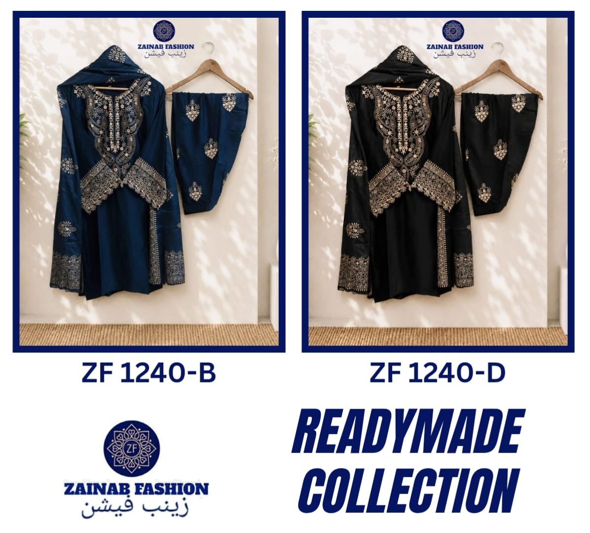 ZF - 1240 PREMIUM FARSHI JAPAN SATIN EMBROIDERY WORK BY PAKISTANI READYMADE SUIT 