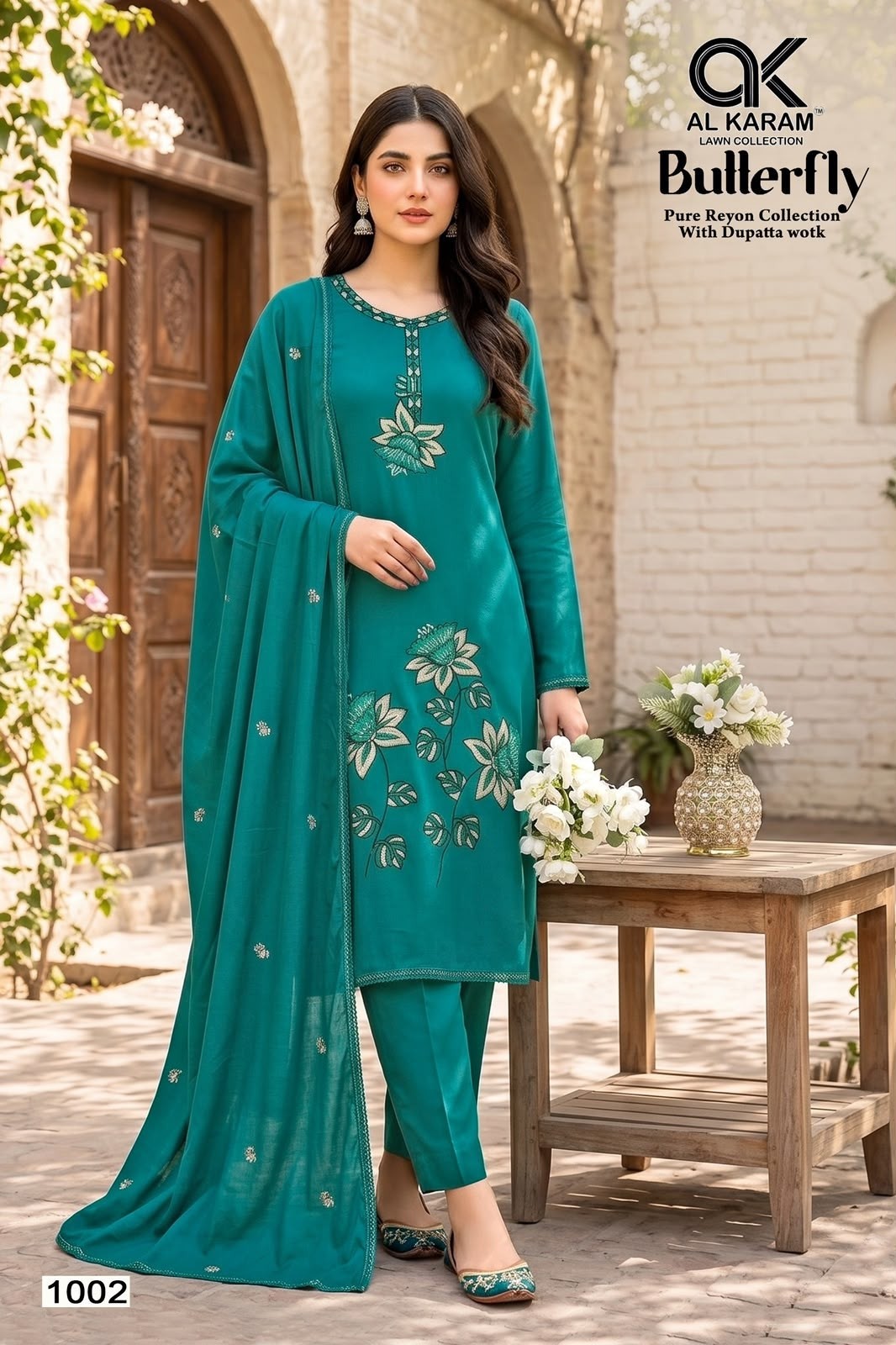 AL KARAM - BUTTERFLY - REYON FABRIC WITH EMBROIDERY WORK BY PAKISTANI SUIT COLLECTION 