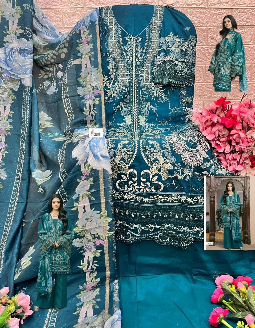 OMBRE LAWN COLLECTION VOL-24 - PURE COTTON WITH HEAVY EMBROIDERY WORK BY PAKISTANI DRESS MATERIAL 