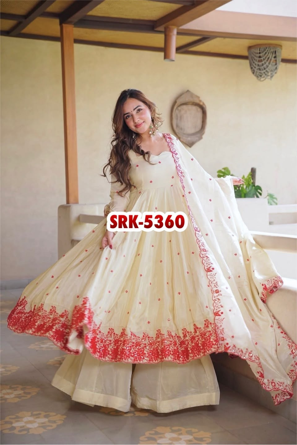 SRK-5360 - DIAMOND SILK WITH EMBROIDERY WORK BY NAIRA SUIT AND KURTI 