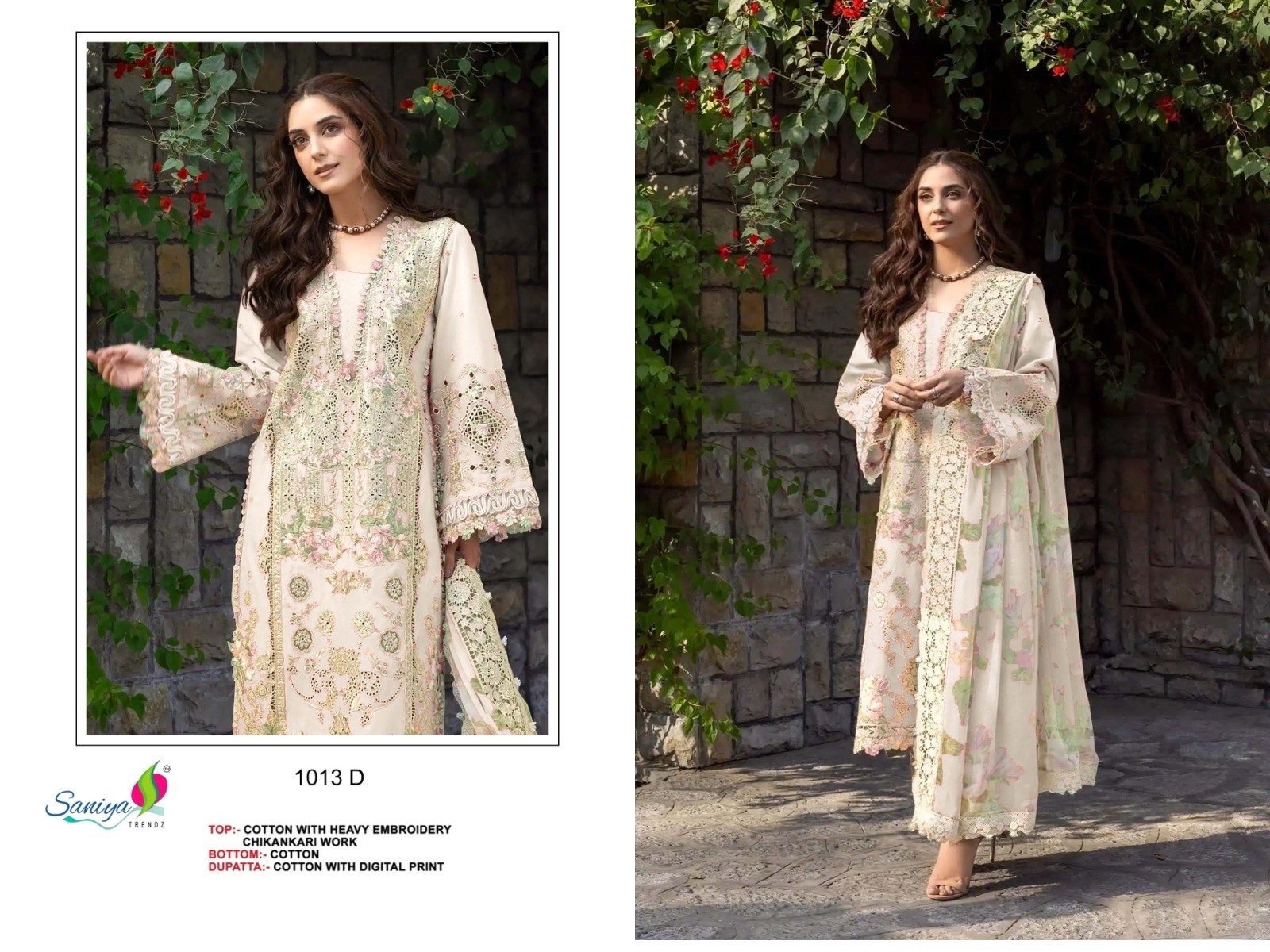 D.NO:- 1013-ABCD - OMBRE PREMIUM VOL-8 - COTTON WITH CHIKANKARI EMBROIDERY WORK BY PAKISTANI SUIT COLLECTION 