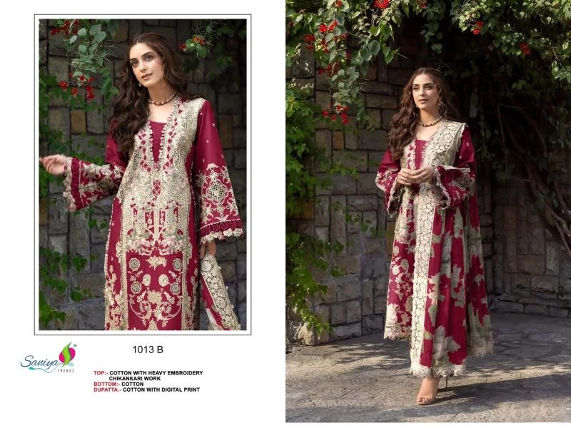 D.NO:- 1013-ABCD - OMBRE PREMIUM VOL-8 - COTTON WITH CHIKANKARI EMBROIDERY WORK BY PAKISTANI SUIT COLLECTION 