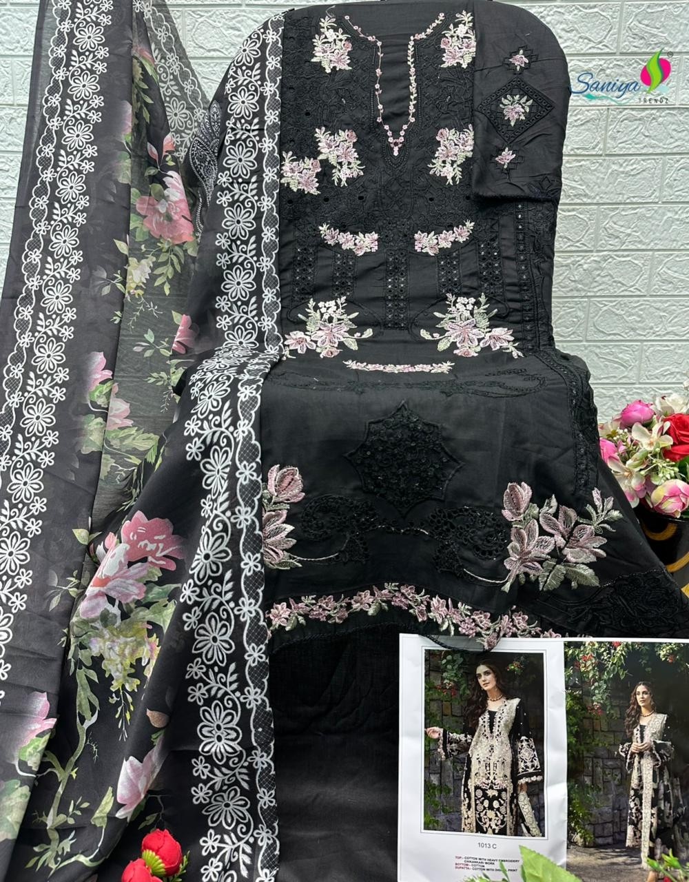 D.NO:- 1013-ABCD - OMBRE PREMIUM VOL-8 - COTTON WITH CHIKANKARI EMBROIDERY WORK BY PAKISTANI SUIT COLLECTION 