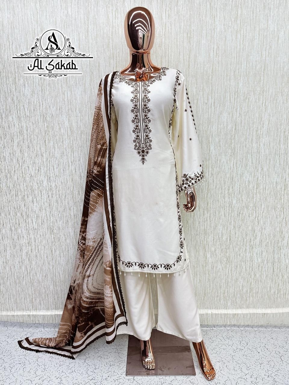 D.NO:- 1713 - RAYON SATIN WITH EMBROIDERY WORK BY READYMADE PAKISTANI SUIT COLLECTION 