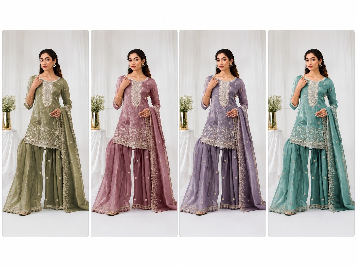 TRIVA LIFESTYLE - 113 - FANCY GOLD CRUSH WITH HEAVY EMBROIDERY WORK BY PLAZZO DRESS 