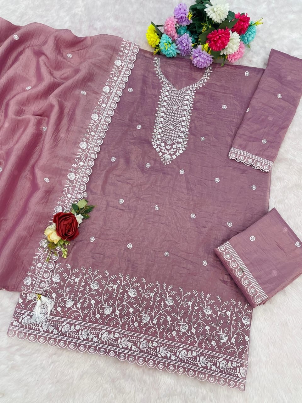 TRIVA LIFESTYLE - 113 - FANCY GOLD CRUSH WITH HEAVY EMBROIDERY WORK BY PLAZZO DRESS 