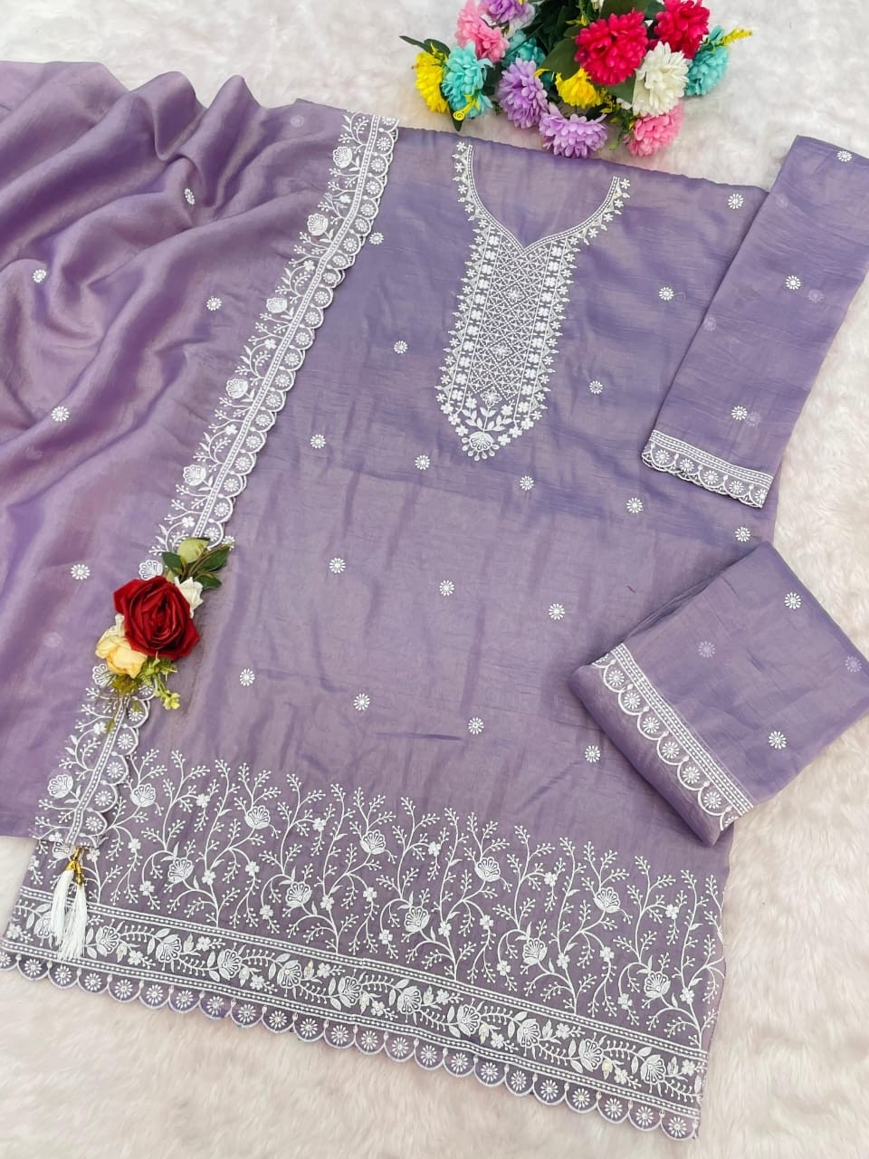 TRIVA LIFESTYLE - 113 - FANCY GOLD CRUSH WITH HEAVY EMBROIDERY WORK BY PLAZZO DRESS 